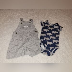 Baby Boy Clothes * Grey Overall & Blue One Piece * Carter's * Size 9 Months *